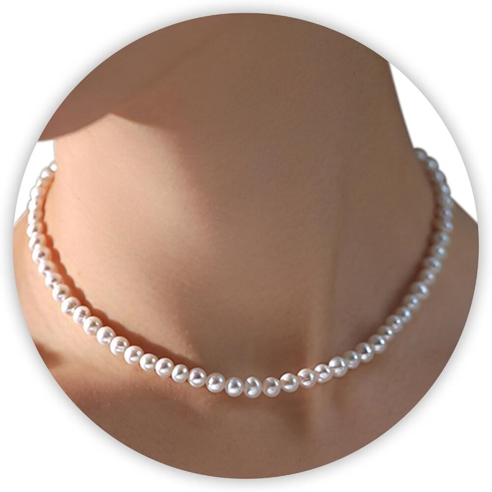 Pearl Necklaces for Women, Gold Pearl Choker Dainty Single Pearl Necklace Layere